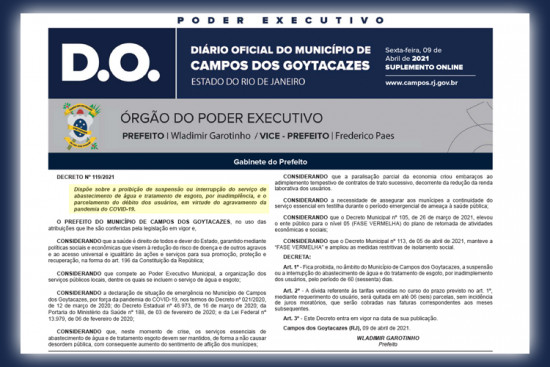 Poder Executivo emite novo Decreto, Notícias