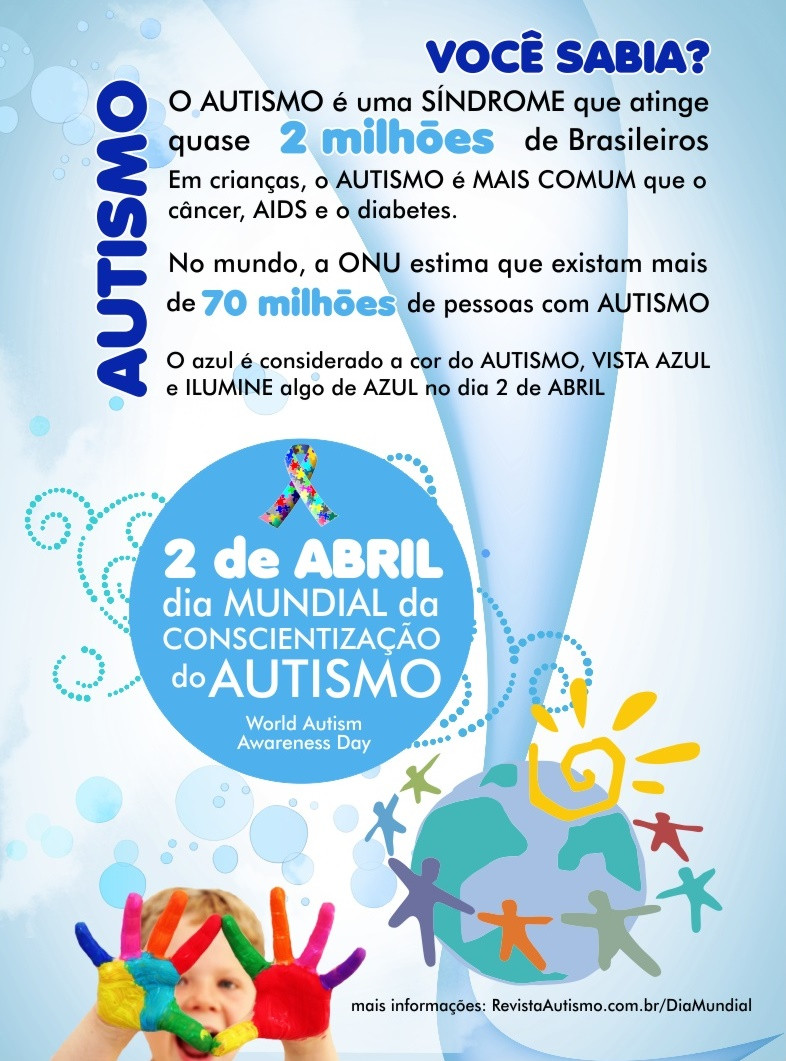 O Dia de Conscientização Mundial do Autismo acontece neste sábado (02), às 9h, na Praça São Salvador (Foto: Imagem Ilustrativa)