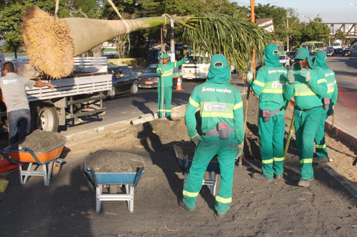 O trabalho de paisagismo prossegue por todo o município (Foto: Gerson Gomes)