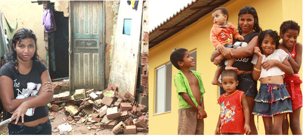 A casa de Eva Lopes Silva, de 28 anos, desabou na ultima terça-feira, mas ela e a família foram removidas e inseridas em uma das casas do Morar Feliz (Foto: Rodolfo Lins)