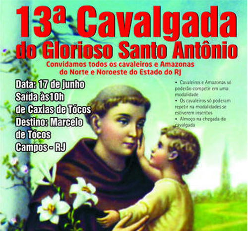 Neste domingo (17), acontece a 13ª Cavalgada do Glorioso Santo Antonio, em Marcelo de Tócos (Foto: Imagem Ilustrativa)
