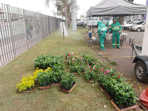 O programa de paisagismo da prefeitura que já mudou o aspecto de 40 praças e diversos pontos de entroncamento de vias de acesso, há dez dias chegou ao Hospital Geral de Guarus (HGG) (Foto: Divulgação)