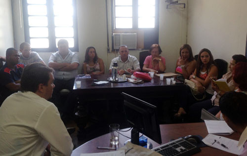 Na manhã desta terça-feira (09),  o presidente Thiago Ferrugem se reuniu com diretores e coordenadores dos programas e projetos que são executados pela fundação, entre eles o Desafio, Guarda-Mirim, Protejo, Centro de Vivência e Aprendizagem (CVA (Foto: Antonio Leudo)