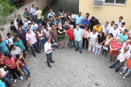 Os funcionários da Emut se reuniram para confirmar participação na mobilização. (Foto: Secom)