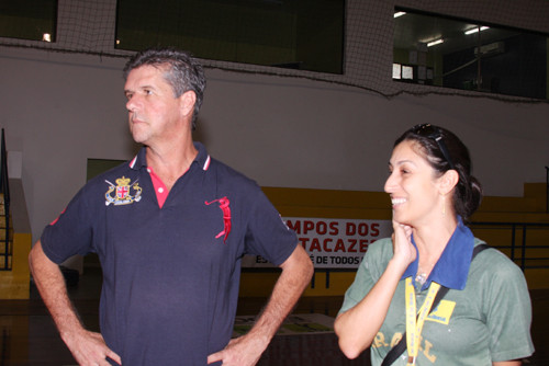 Carol Ghorayeb foi recepcionada pelo presidente da Fundação Municipal de Esportes, Magno Prisco (Foto: Check)