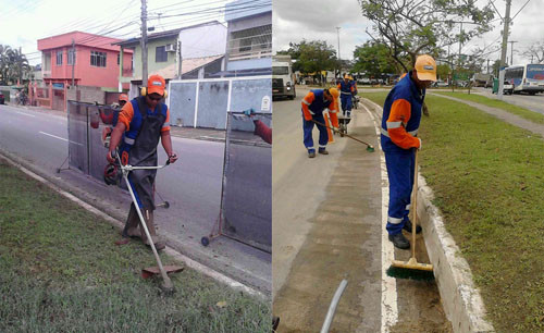 A Secretaria de Limpeza Pública, Praças e Jardins continua atuando em vários pontos do município (Foto: Divulgação)