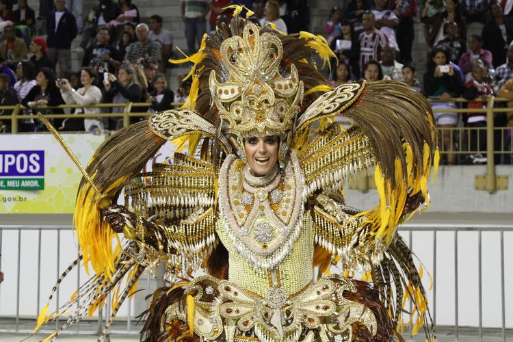 Nelcimar comentou sobre a felicidade que estava sentindo por desfilar, simultaneamente, em sua escola de samba e em sua cidade. (Foto: Rodolfo Lins)