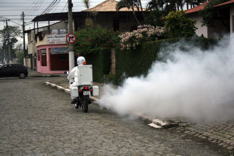 As motofogs servem como ferramenta na aplicação de inseticidas, com sistema de controle de vetores instalado em uma moto (Foto: Antônio Leudo)